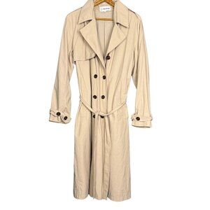 The Drop Beige Belted Trench Coat Women’s Size M Long Double Breasted